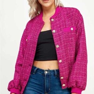 New - Magenta Pink Tweed Jacket